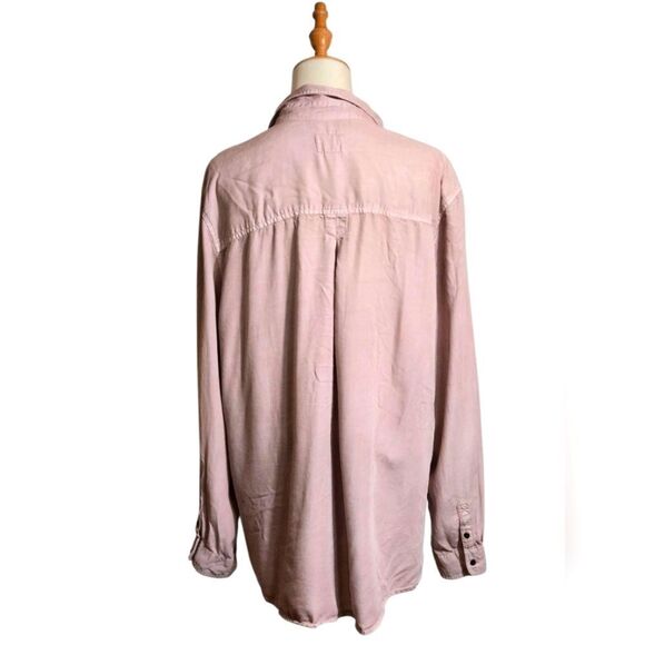 American Eagle Mauve Pink Boyfriend Fit Oversized Button-Up Shirt Plus Size - Picture 4 of 7